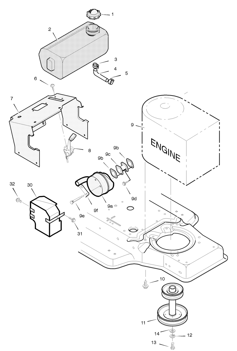 Engine Mount Diagram and Parts List for 387003X8A 2004 Briggs and Stratton Lawn Tractor